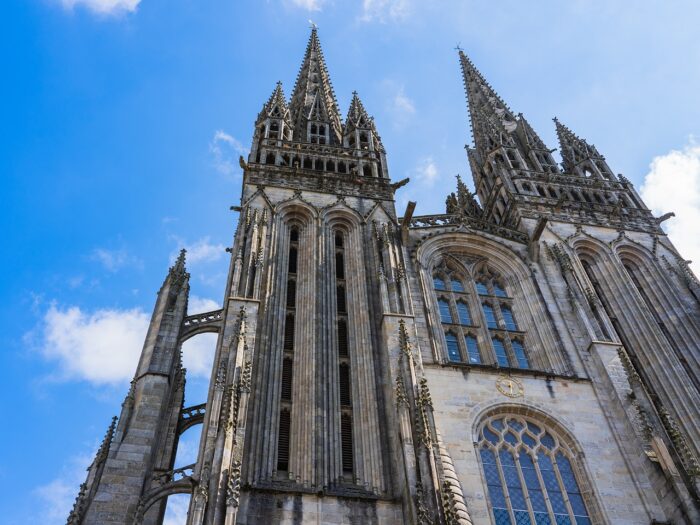 photography of Saint Corentin's cathedral in Quimper
